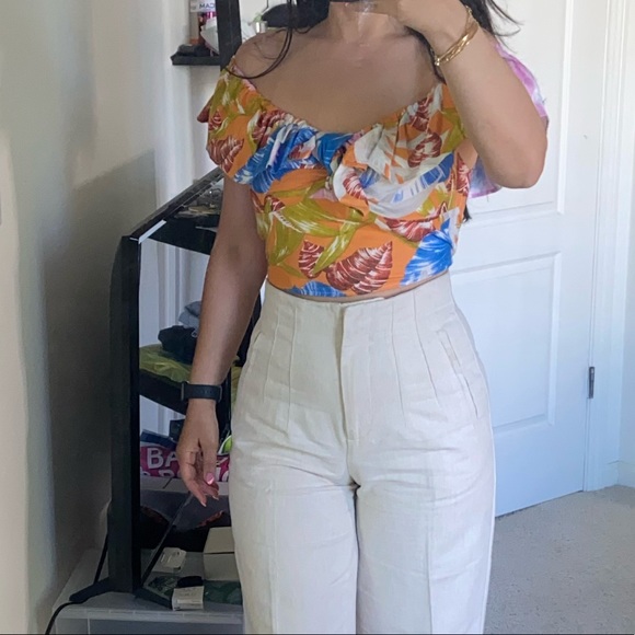Zara Multicolored Tropical print crop top Size M - Picture 7 of 7